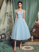 Applique Bateau Neck Midi Dress